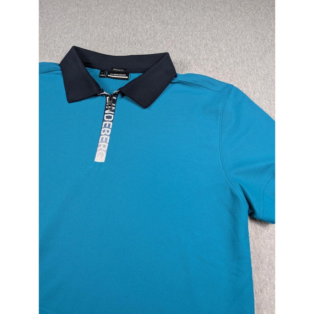 J.Lindeberg Brayden Golf Polo Shirt Mens Medium Blue Quarter Zip GMJT05693